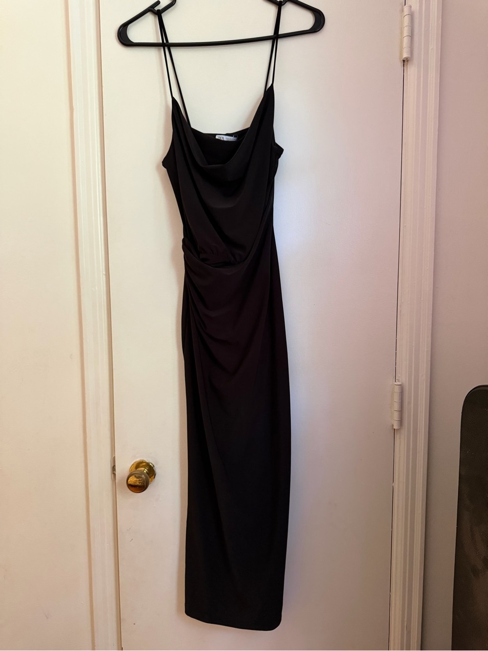 NWT Zara Strappy Fluid Crepe Dress Black - Picture 4 of 9